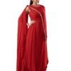 Red Embroidered Draped Dress