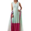 Powder Blue & Pink Cotton Anarkali Set