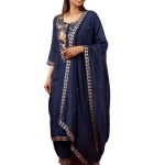 Deep Blue Chennur Embroidered Kurta Set