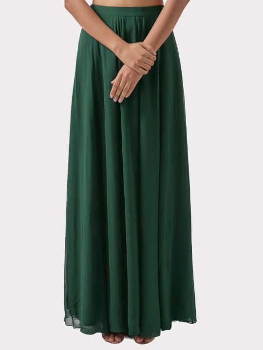 Green Georgette Embroidered Cape Set 3