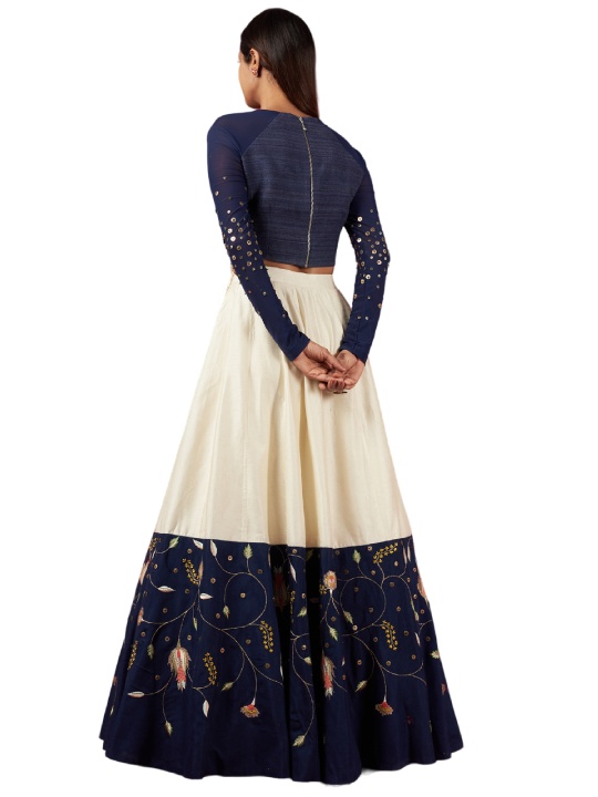 Ivory Silk Embroidered Skirt Set