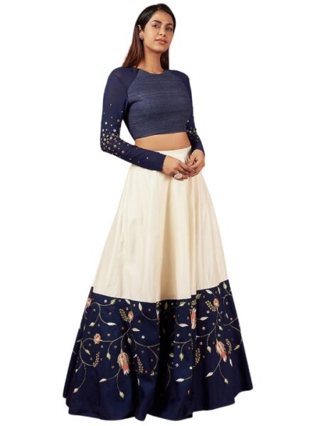Ivory Silk Embroidered Skirt Set