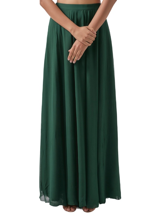 Green Georgette Embroidered Cape Set