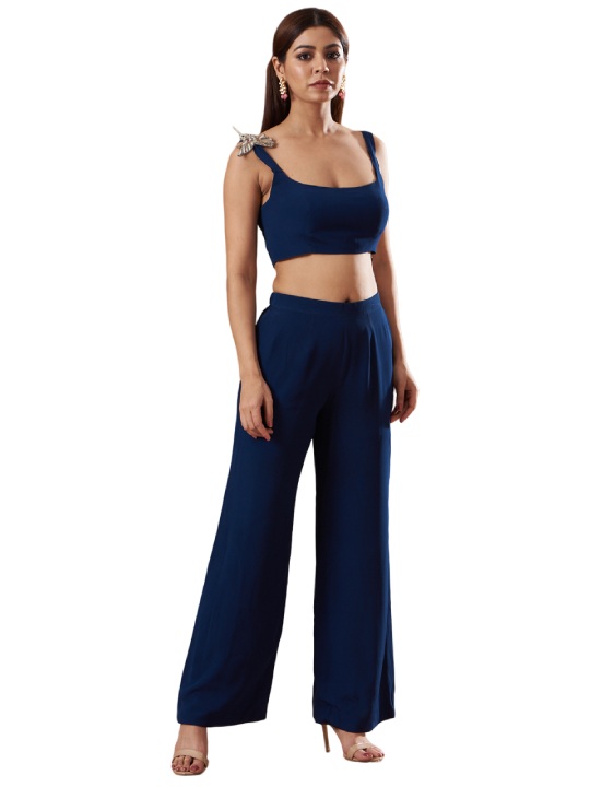 Midnight Blue Crepe Blazer Set