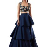 Midnight Blue Silk Layered Lehenga Set