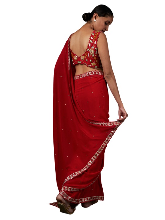 Red Georgette Saree Set