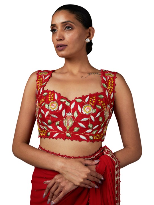 Red Georgette Saree Set