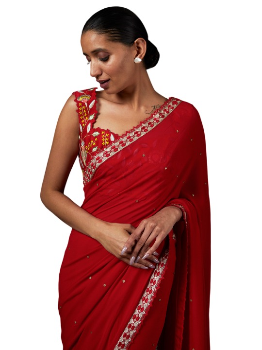 Red Georgette Saree Set