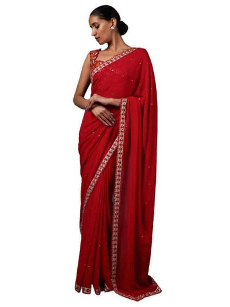 Red Georgette Saree Set