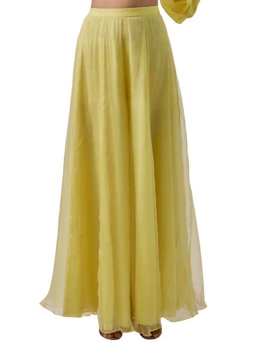 Yellow Organza Silk Pant Set