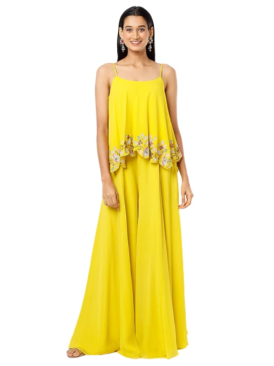 Yellow sharara set