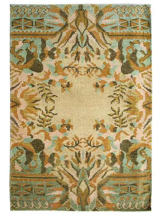 Multi-Colored Blended Wool Hand-Knotted Persian Rug
