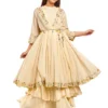 Beige Mul Thread Embroidered Anarkali Set