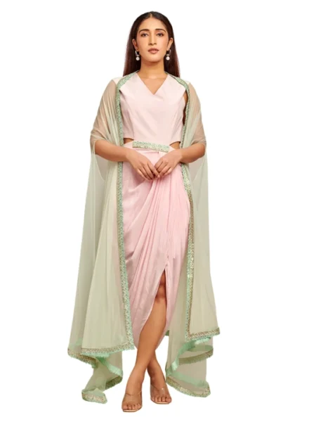 Light Pink Crepe Jacket Dress