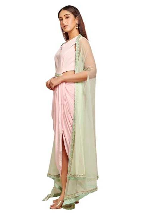 Light Pink Crepe Jacket Dress