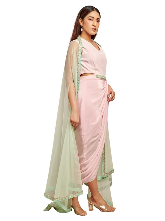 Light Pink Crepe Jacket Dress