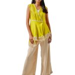 Beige Crepe Palazzo Pant Set