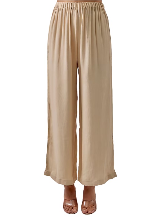 Beige Crepe Palazzo Pant