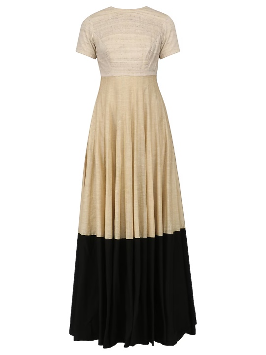 Beige and Black Floor Length Anarkali Set