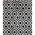 Black and white abstract hand tufted, tencel rug