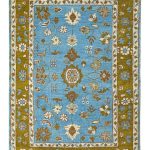 Blue Blended Wool Hand-Knotted Persian Rug