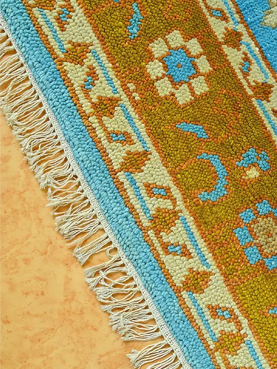 Blue Blended Wool Hand-Knotted Persian Rug