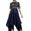 Blue Embroidered Asymmetrical Kurta