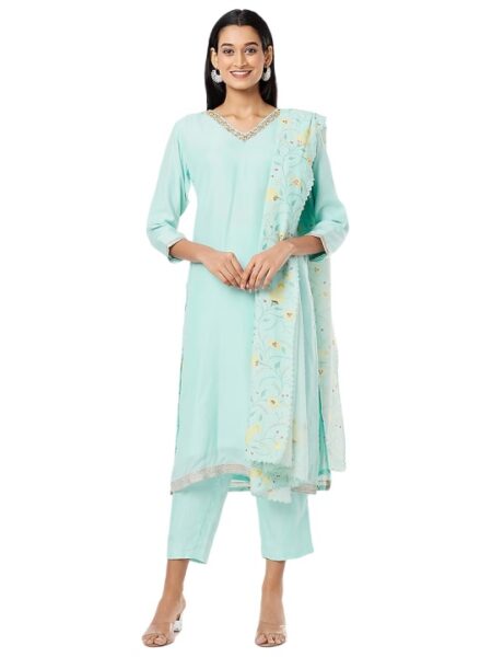 Blue Embroidered Kurta Set