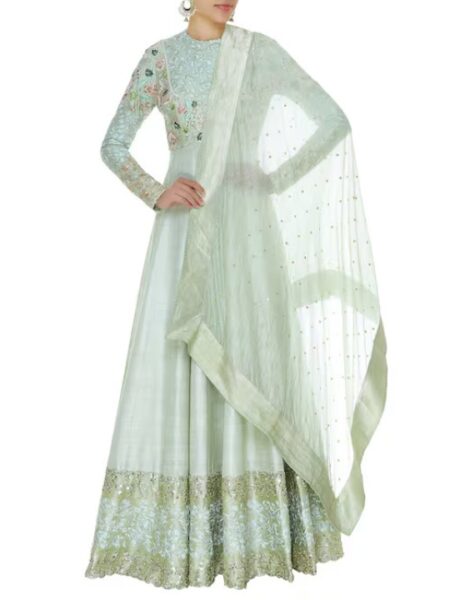 Blue Embroidered Yoke Anarkali Kurta