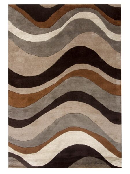 Brow and Beige Abstract Hand Tufted Rugs