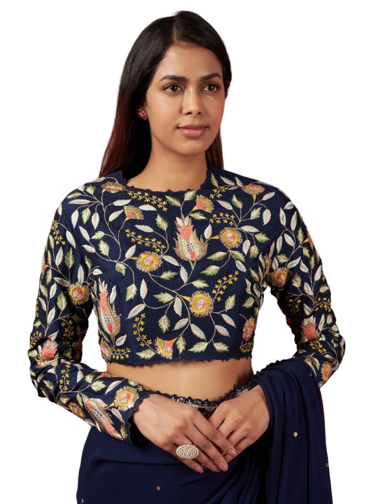Deep Blue Georgette Saree Set