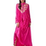 Fuchsia Silk Skirt Set