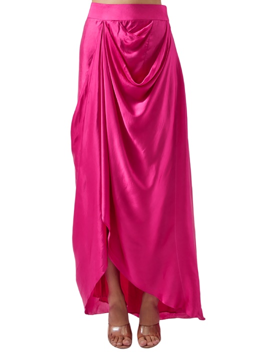 Fuchsia Silk Skirt Set