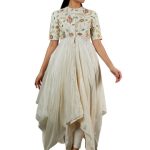 Ivory Embroidered Asymmetrical Kurta