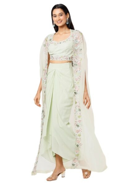 Mint Organza Dhoti Set