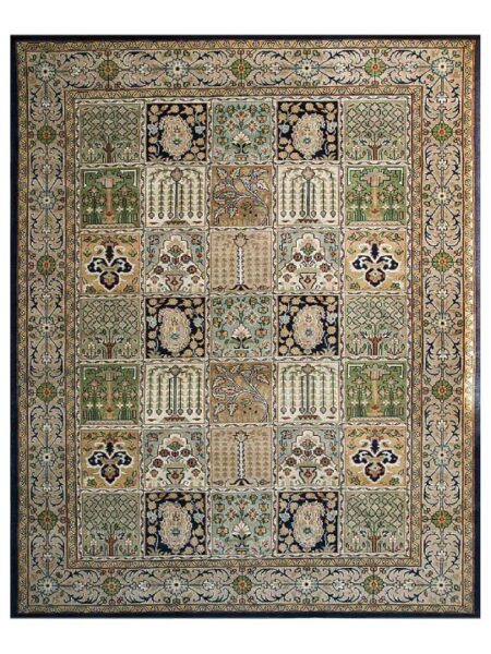 Multi-Colored Indian Wool Hand-Knotted Persian Rug