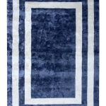 Navy and grey coloured geometric hand tufted rug