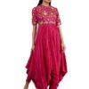 Pink Embroidered Asymmetrical Kurta