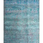 Powder Blue Blended Wool Hand-Knotted Shaded Persian Rug
