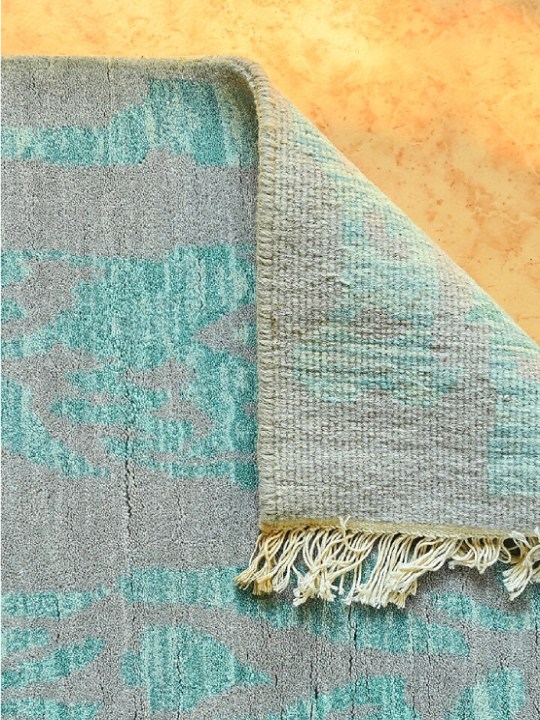 Powder Blue Blended Wool Hand-Knotted Shaded Persian Rug