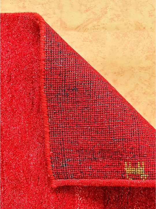 Red Blended Wool Hand-Knotted Shaded Persian Rug