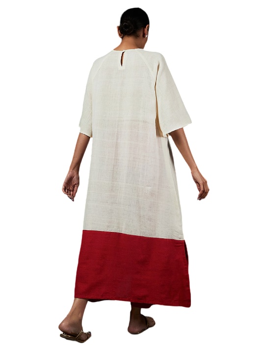 Red & White Khadi Co-Ord Set