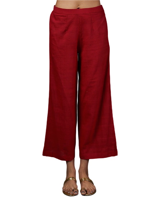 Red & White Khadi Co-Ord Set