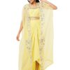 Yellow Embroidered Cape Set