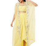 Yellow Embroidered Cape Set