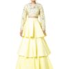 Yellow Embroidered Layered Lehenga Set