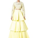 Yellow Embroidered Layered Lehenga Set