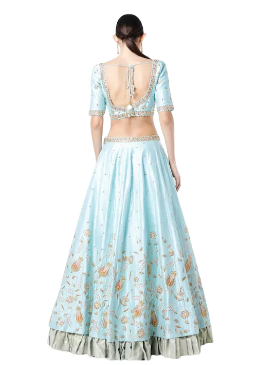 Light Blue Embroidered Lehenga Set