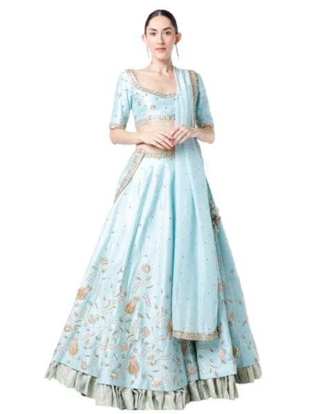 Light Blue Embroidered Lehenga Set