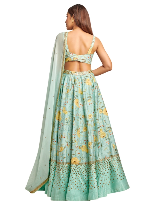 Light Blue Printed Lehenga